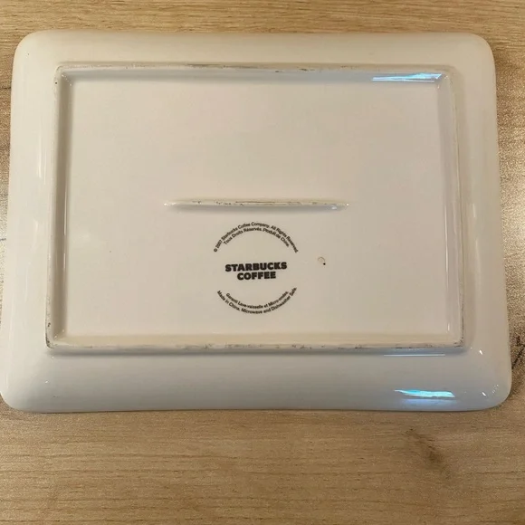 Starbucks Coffee Apple design Fruit Cheese Serving Tray plate 9"x7” Ceramic - Picture 5 of 6